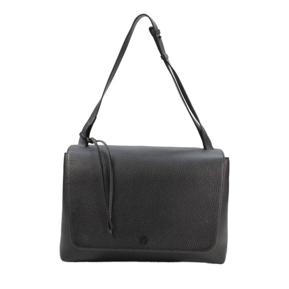 Dagne Dover Womens Pebbled Leather Messenger Shoulder Handbag Black